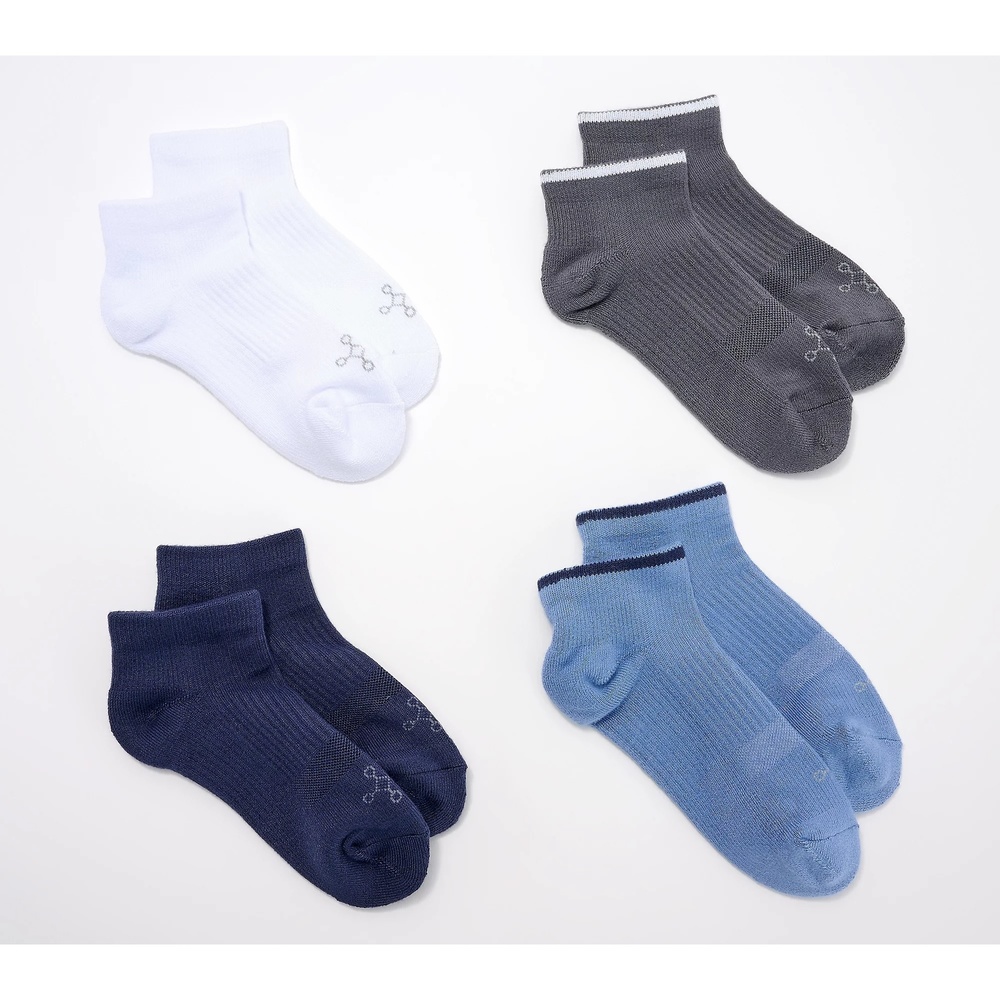 Tommie Copper 4 Pack Cozy Fit Compression Ankle Socks - Blue Medium
